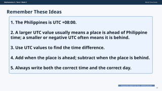 Utc Math Understanding and Comparing World Time Zones for Grade 5 Mathematics | PPTX