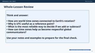 Utc Math Understanding and Comparing World Time Zones for Grade 5 Mathematics | PPTX