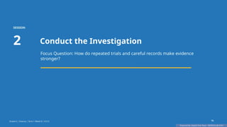 Prepared By: DepEd Club Team - DEPEDCLUB.COM
Prepared By: DepEd Club Team - DEPEDCLUB.COM
SESSION
2 Conduct the Investigation
Focus Question: How do repeated trials and careful records make evidence
stronger?
Grade 6 | Science | Term 1 Week 8 | V12.5 15
 
