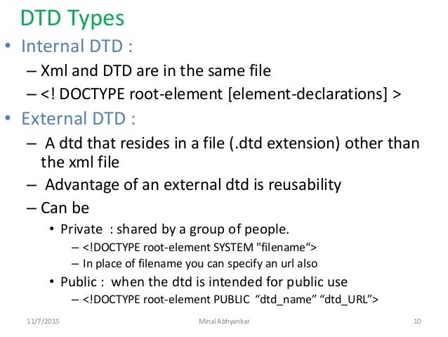 How to write dtd in xml file