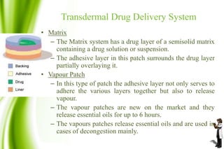 Matrix Patch Dermal and Transdermal drug delivery system | PPTX