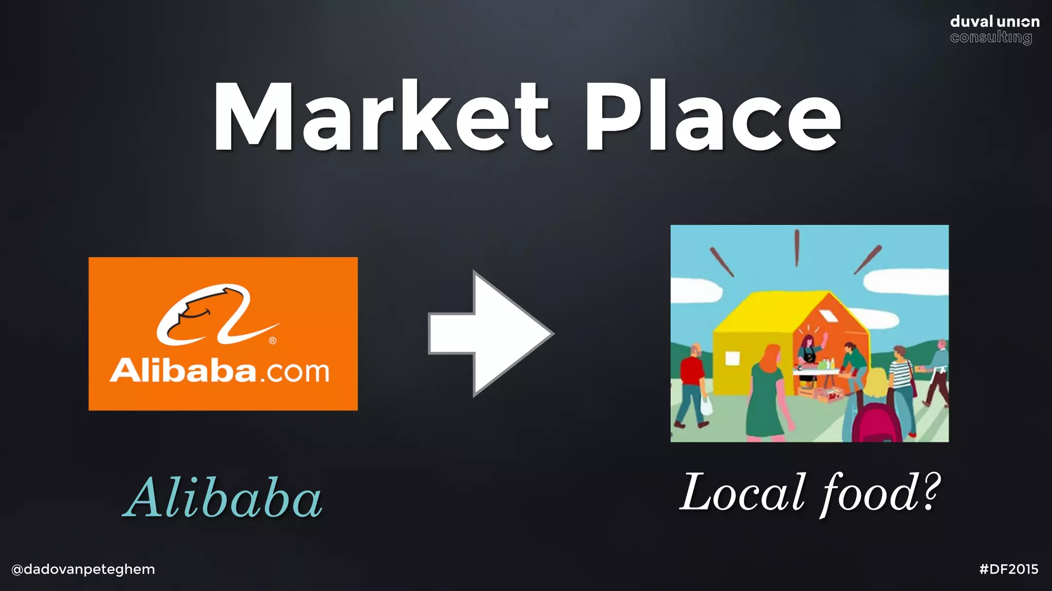 @dadovanpeteghem #DF2015
Market Place
Alibaba Local food?
 