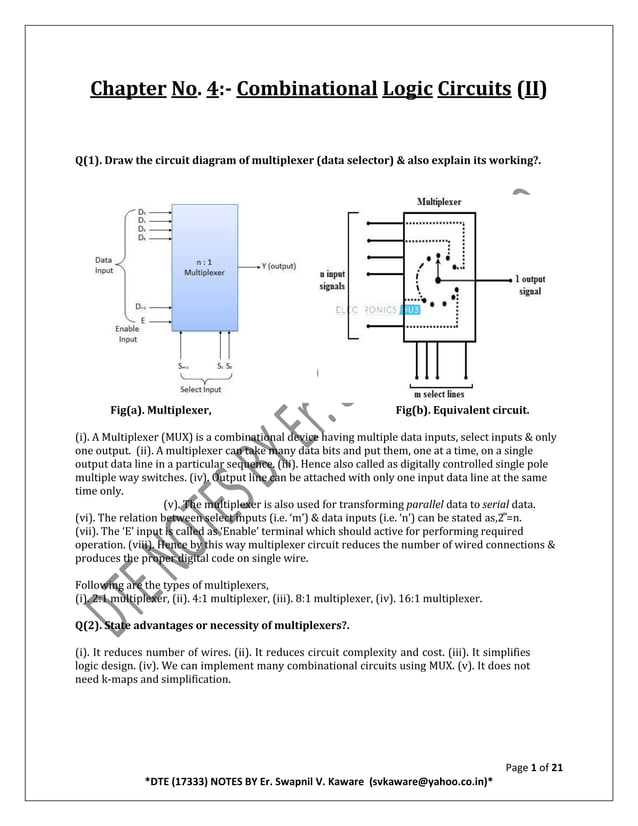 Combinational Logic Circuits PDF