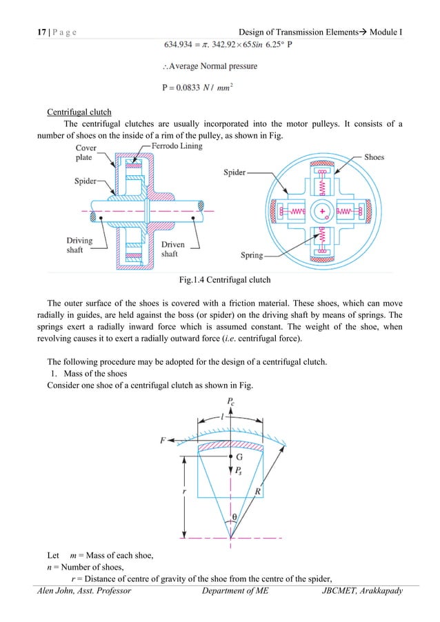 Design of transmission elements