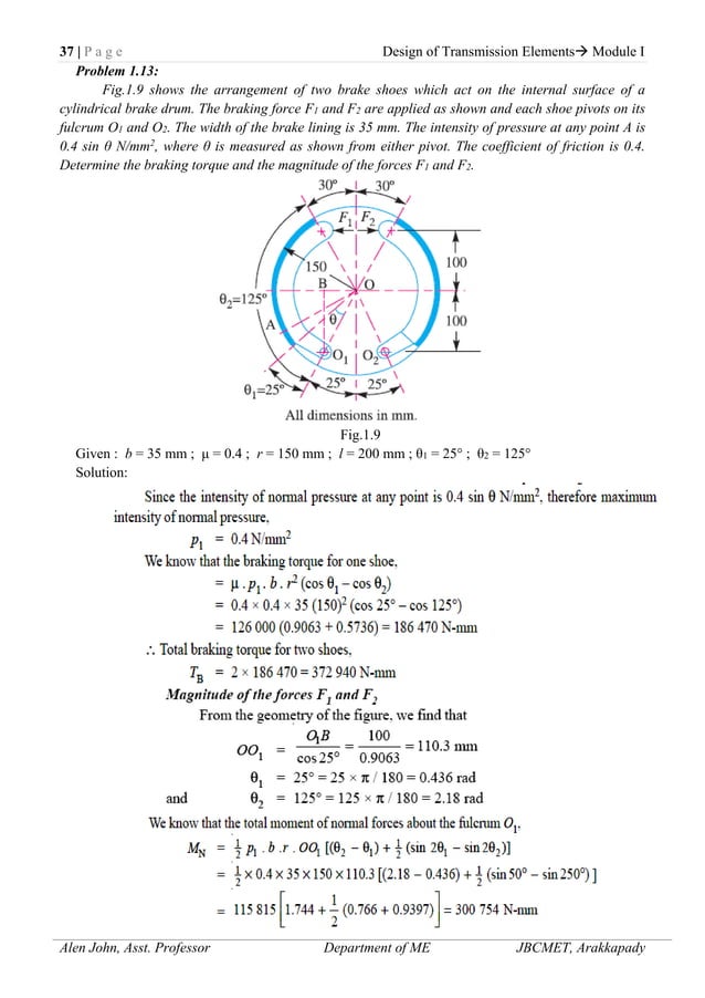 Design of transmission elements
