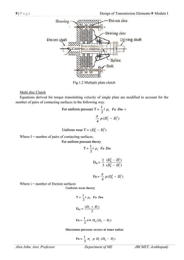 Design of transmission elements