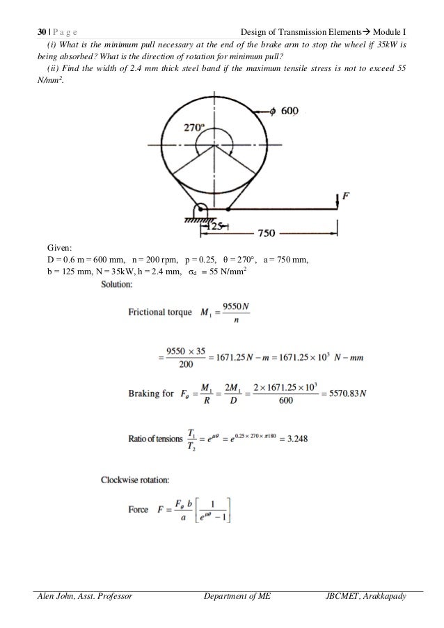 Design of transmission elements