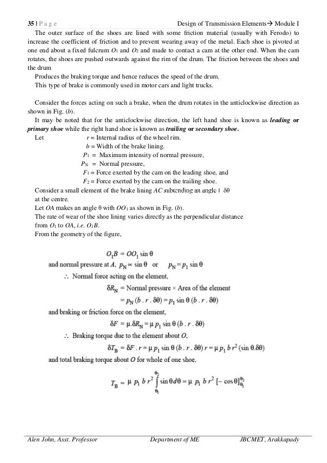 Design of transmission elements