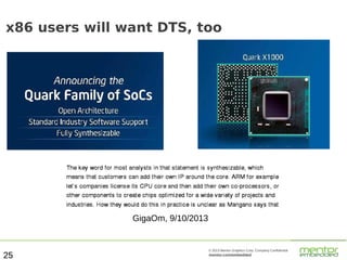 x86 users will want DTS, too

GigaOm, 9/10/2013

25

© 2013 Mentor Graphics Corp. Company Confidential

mentor.com/embedded

 