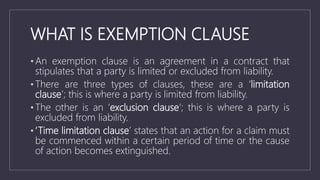 Term of contract, Exemption clauses | PPT
