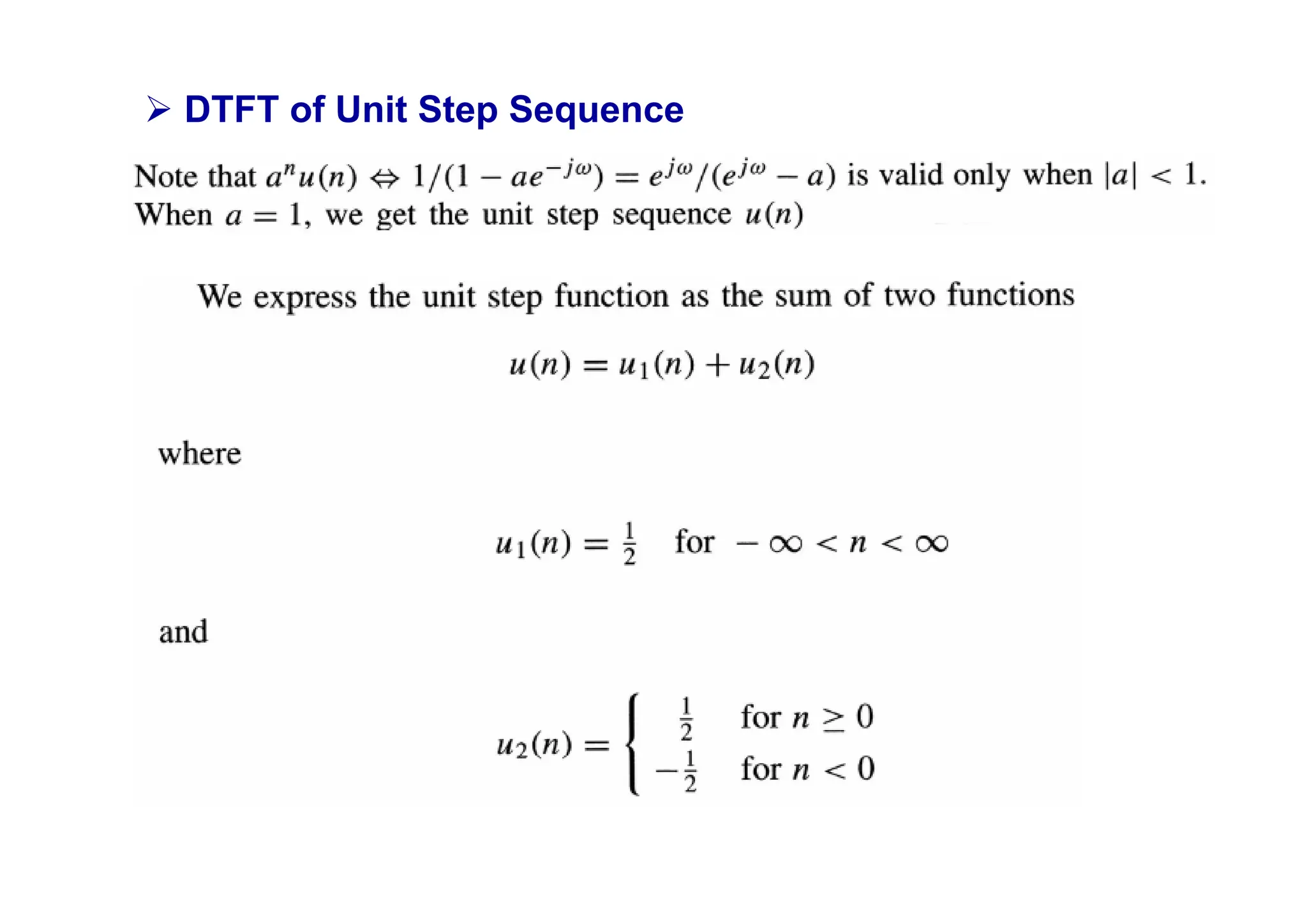 ¾ DTFT of Unit Step Sequence
 