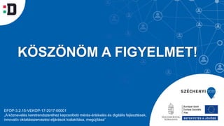 KÖSZÖNÖM A FIGYELMET!
EFOP-3.2.15-VEKOP-17-2017-00001
„A köznevelés keretrendszeréhez kapcsolódó mérés-értékelés és digitális fejlesztések,
innovatív oktatásszervezési eljárások kialakítása, megújítása”
 