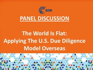 PANEL DISCUSSION
The World Is Flat:
Applying The U.S. Due Diligence
Model Overseas
 