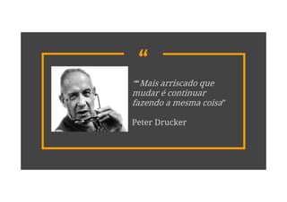 “““Mais arriscado que
mudar é continuar
fazendo a mesma coisa”
Peter Drucker
 