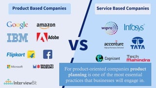 For product-oriented companies product
planning is one of the most essential
practices that businesses will engage in.
 