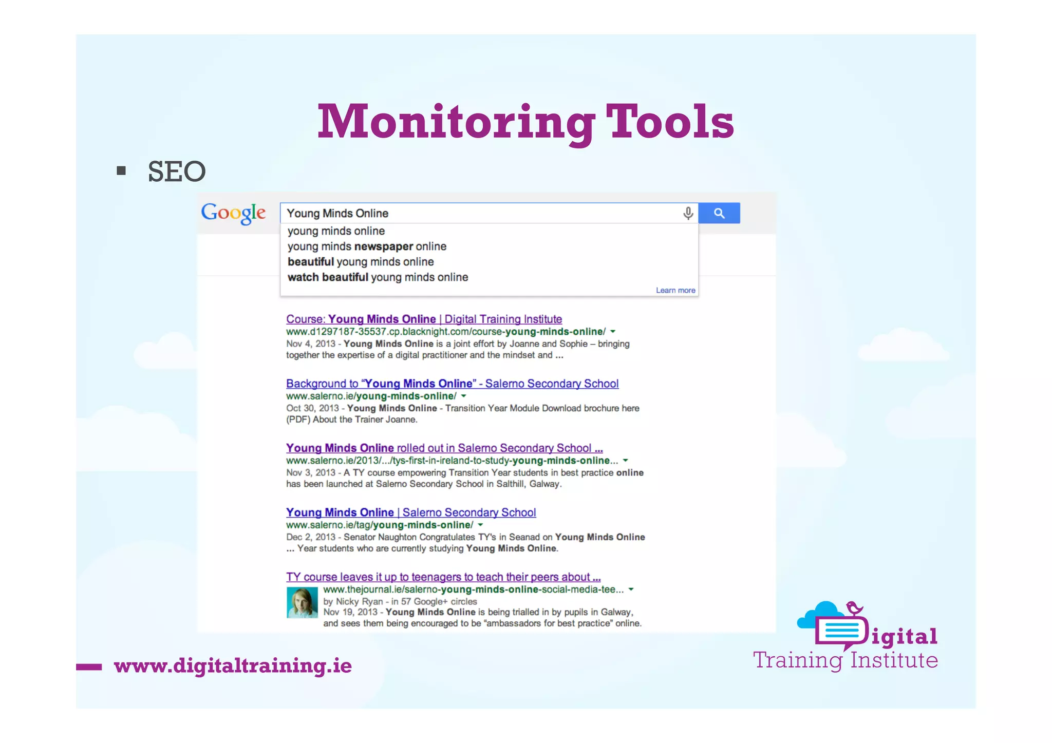 Monitoring Tools
  SEO

 