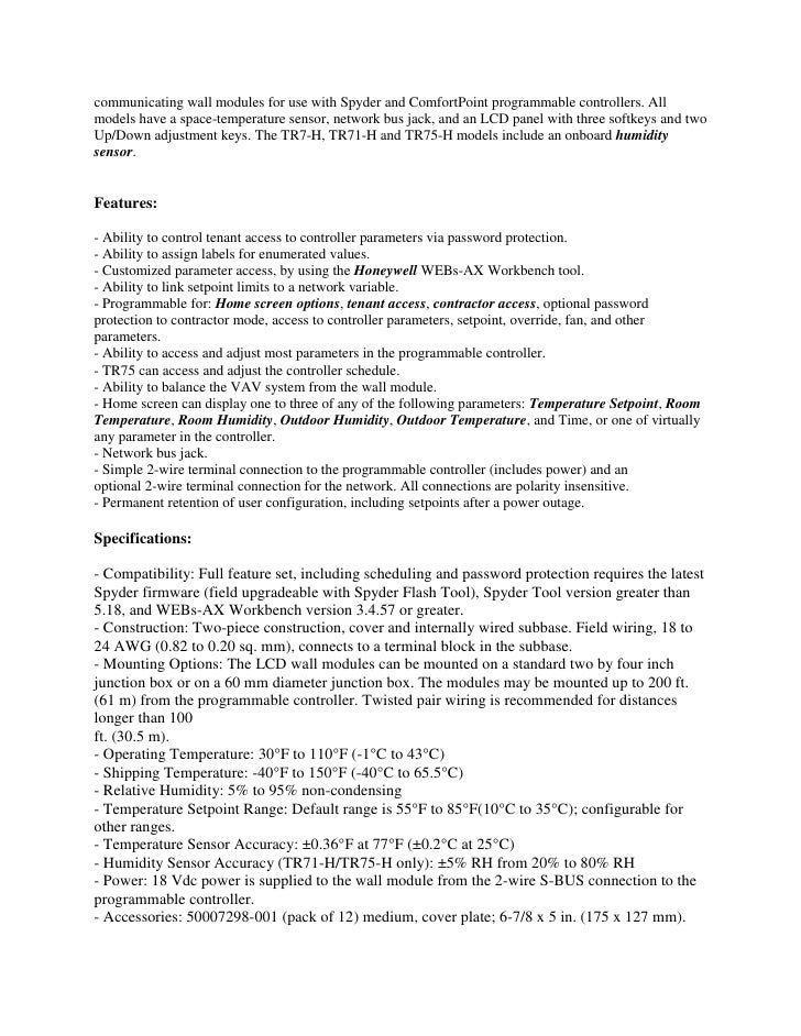 Is Introducing The New Honeywell TR71 Zio LCD Wall Module