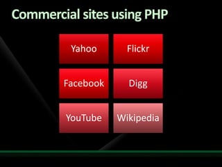 Commercial sites using PHP