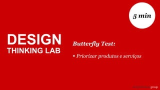 Butterfly Test:
• Priorizar produtos e serviços
5 min
DESIGN
THINKING LAB
 