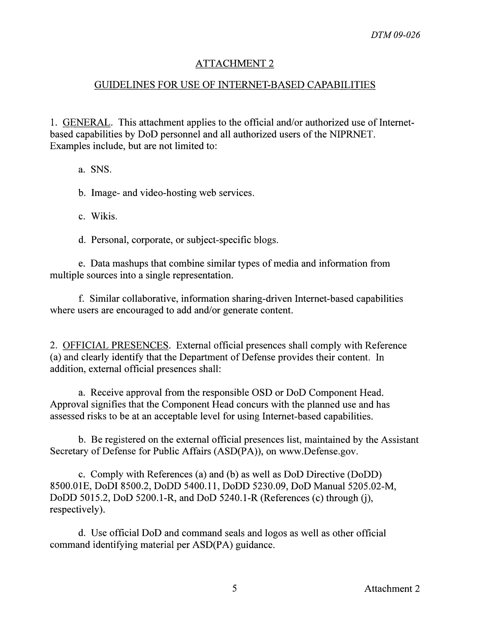 DoD Official Social Media Policy
