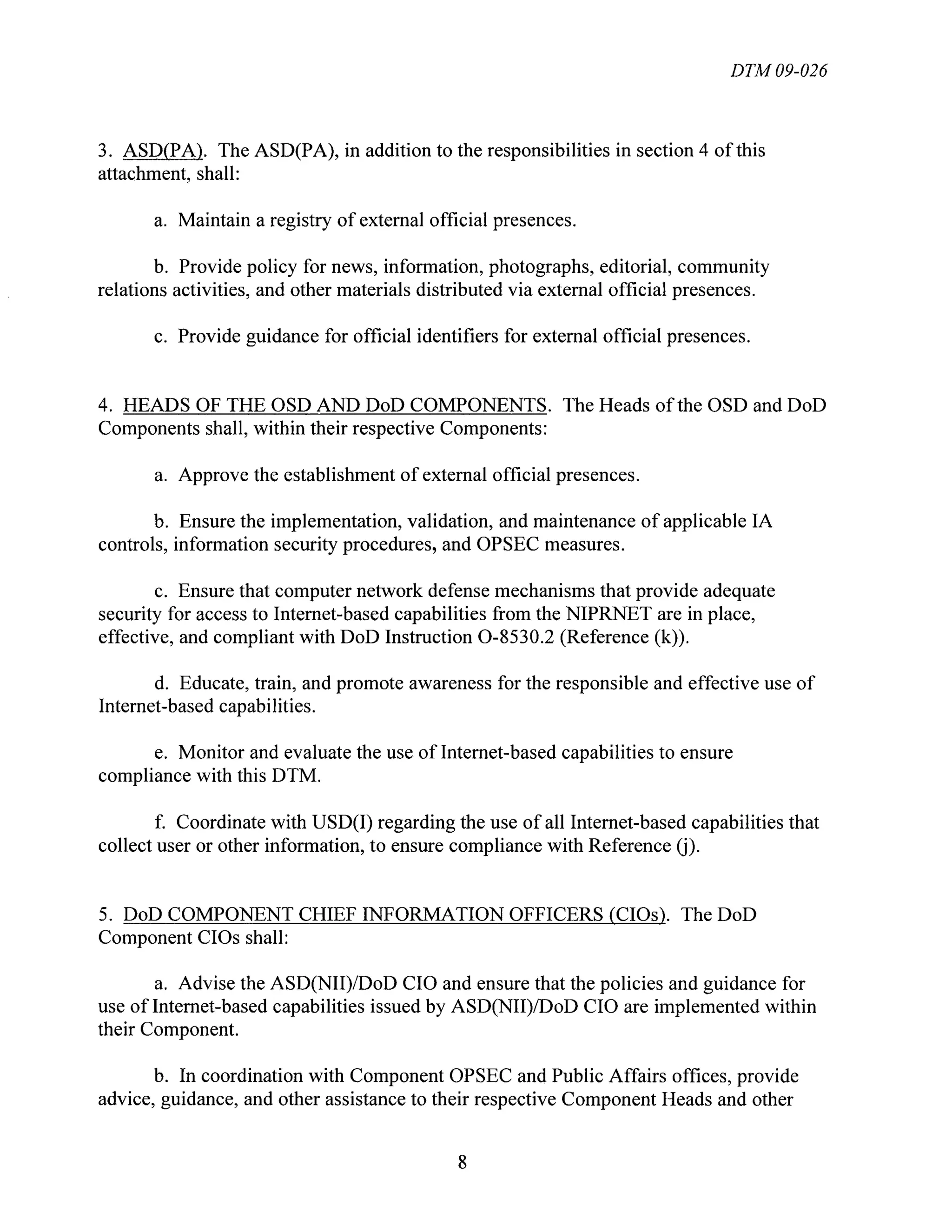 DoD Official Social Media Policy