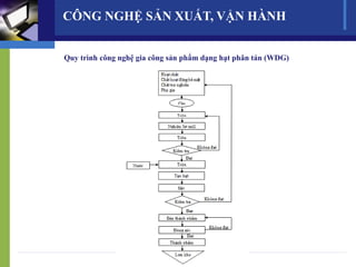 Quy trình công nghệ gia công sản phẩm dạng hạt phân tán (WDG)
CÔNG NGHỆ SẢN XUẤT, VẬN HÀNH
 