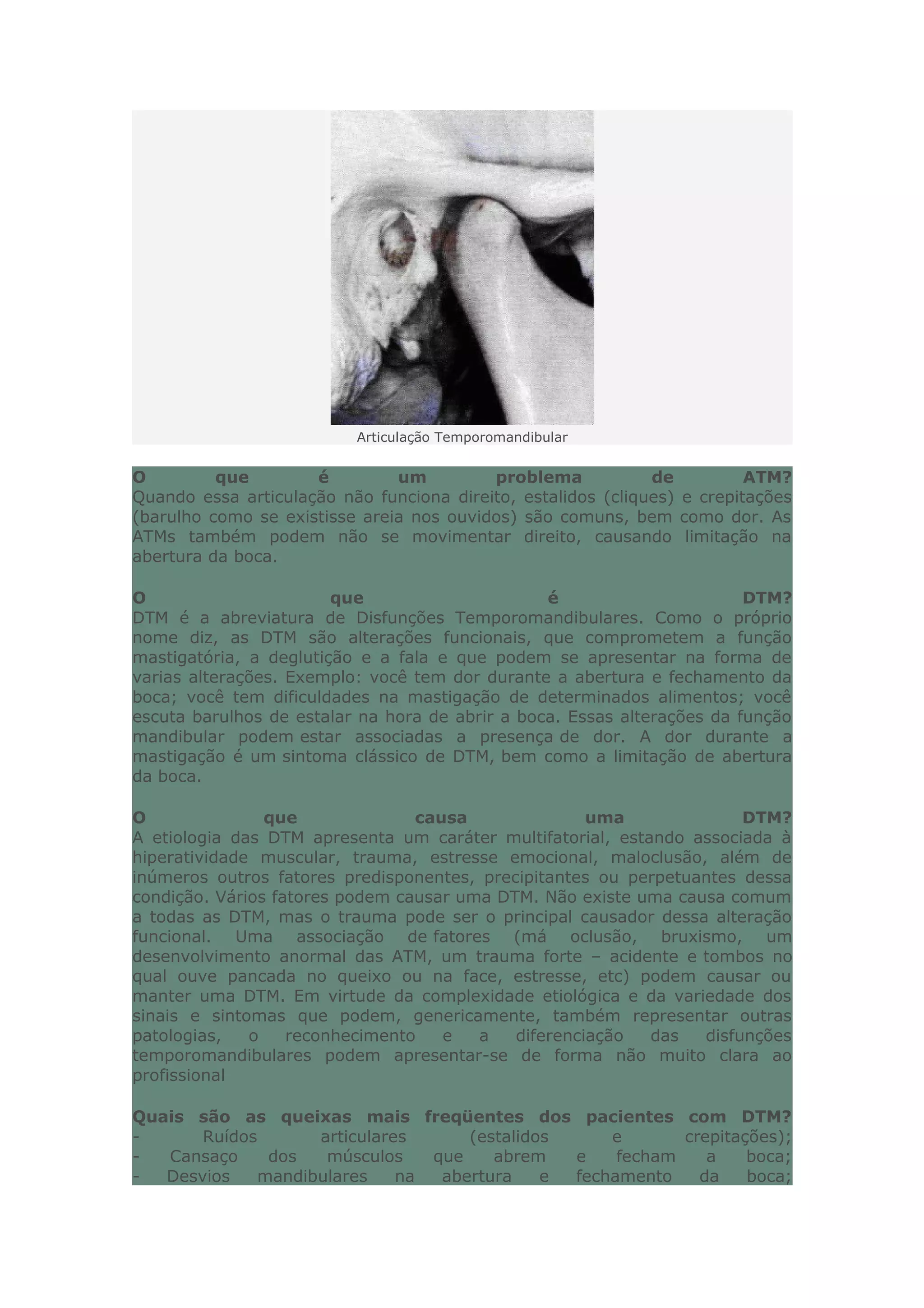 Dtm dor orofacial | PDF