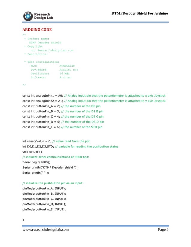 DTMF Decoder Shield for Arduino | PDF