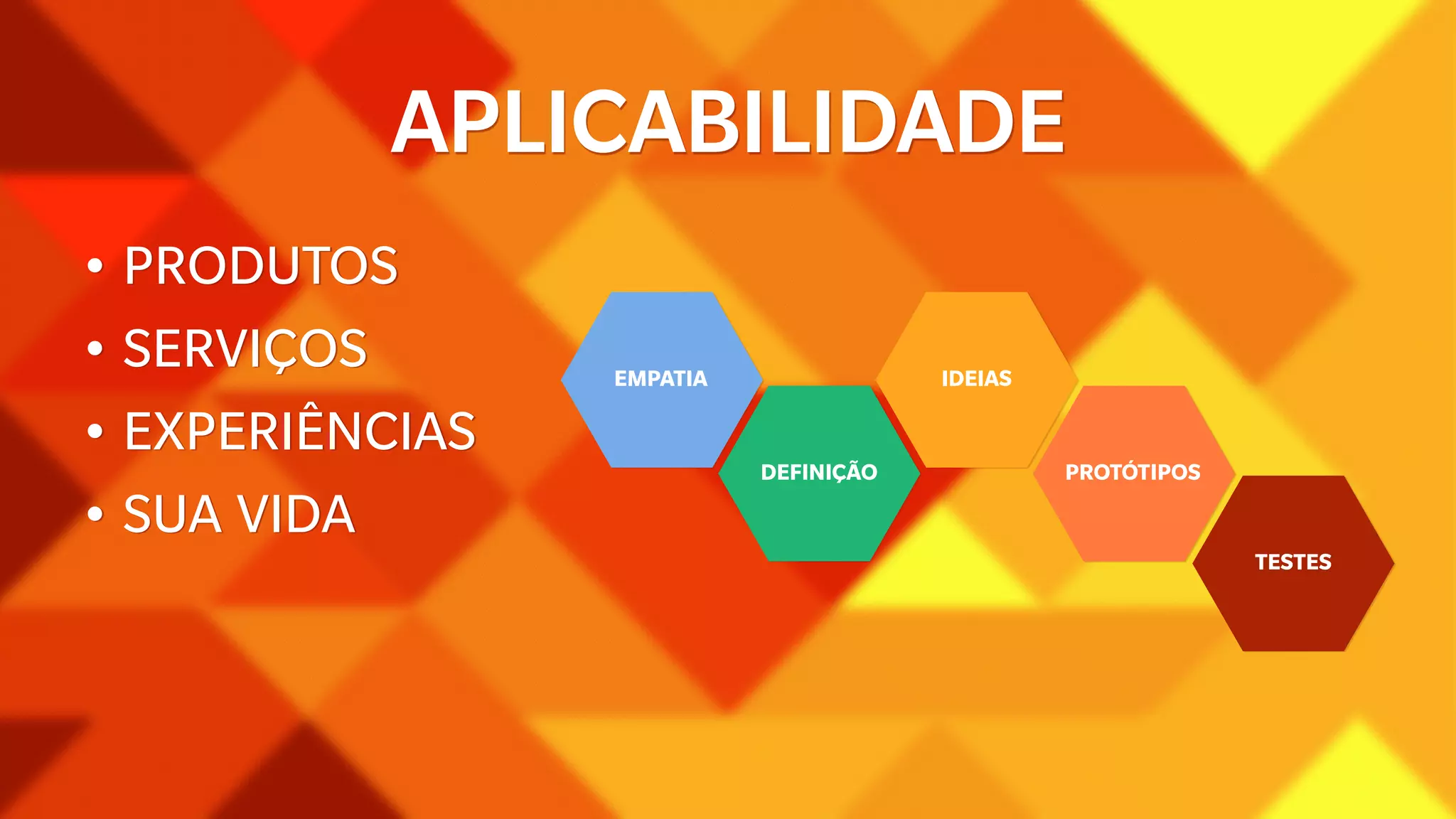 APLICABILIDADE 
• PRODUTOS 
• SERVIÇOS 
• EXPERIÊNCIAS 
• SUA VIDA 
 