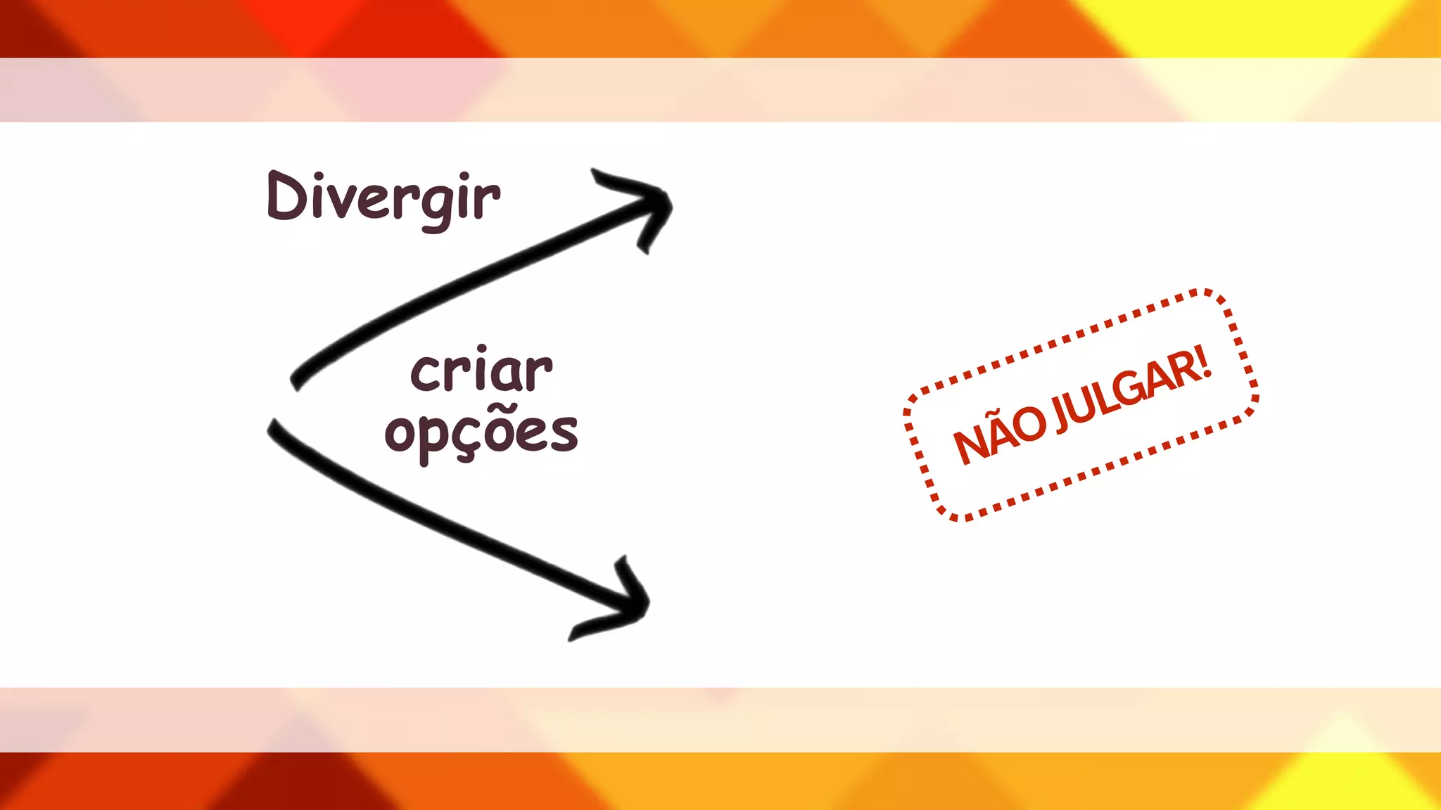 NÃO JULGAR! 
Divergir 
criar 
opções 
 
