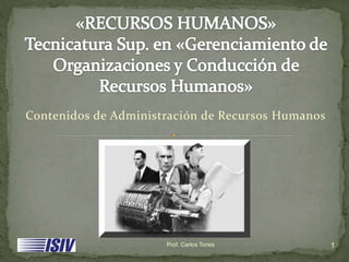 Contenidos de Administración de Recursos Humanos
Prof. Carlos Tones 1
 