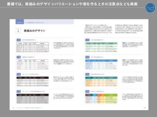 書籍では、表組みのデザインバリエーションや表を作るときの注意点なども掲載
 