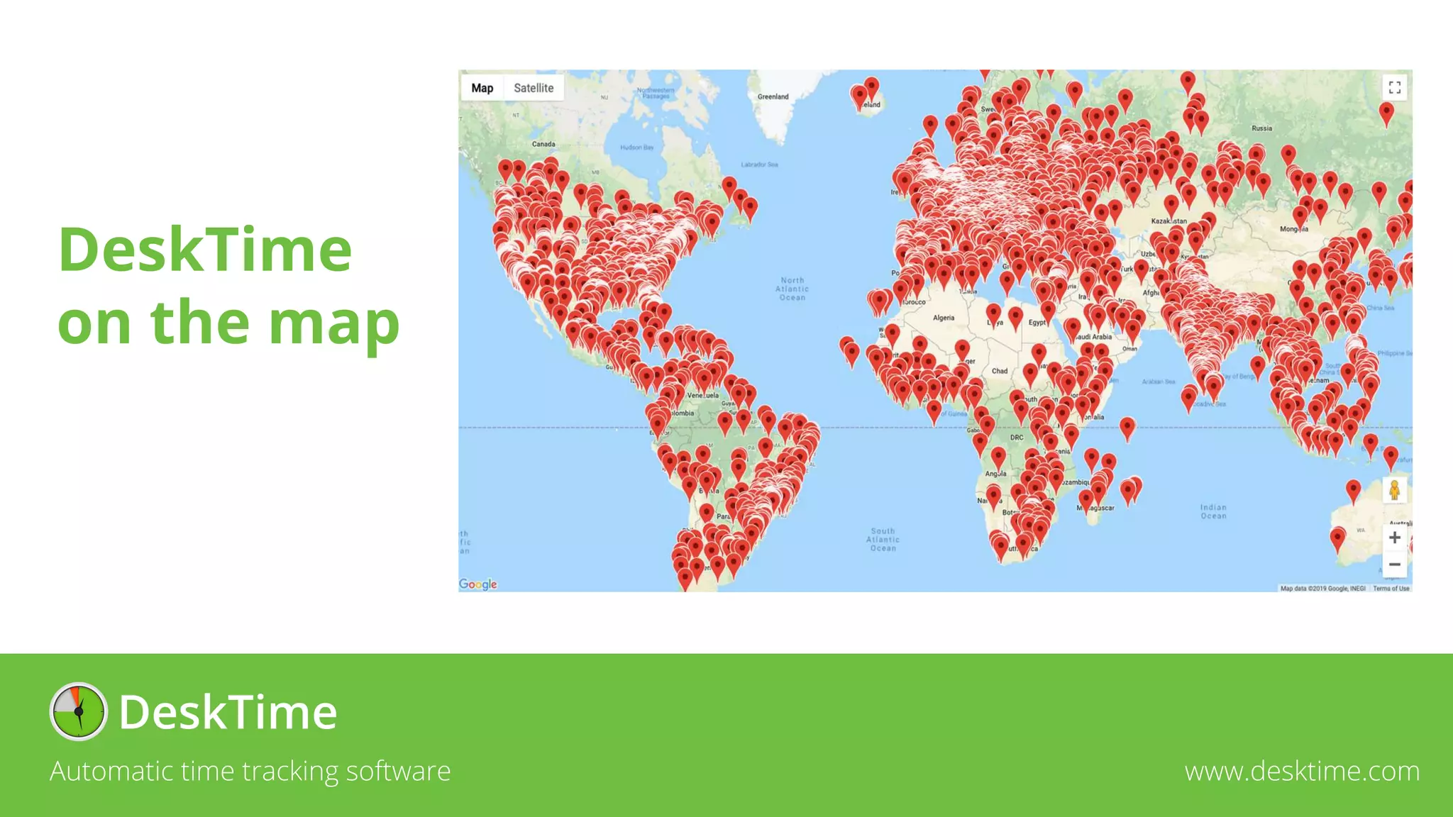 Automatic time tracking software www.desktime.com
DeskTime
on the map
 