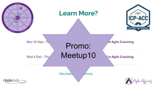 Learn More?
https://agileaffinity.com/training/
Promo:
Meetup10
 