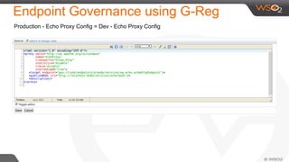 Endpoint Governance using G-Reg
Production - Echo Proxy Config = Dev - Echo Proxy Config
 