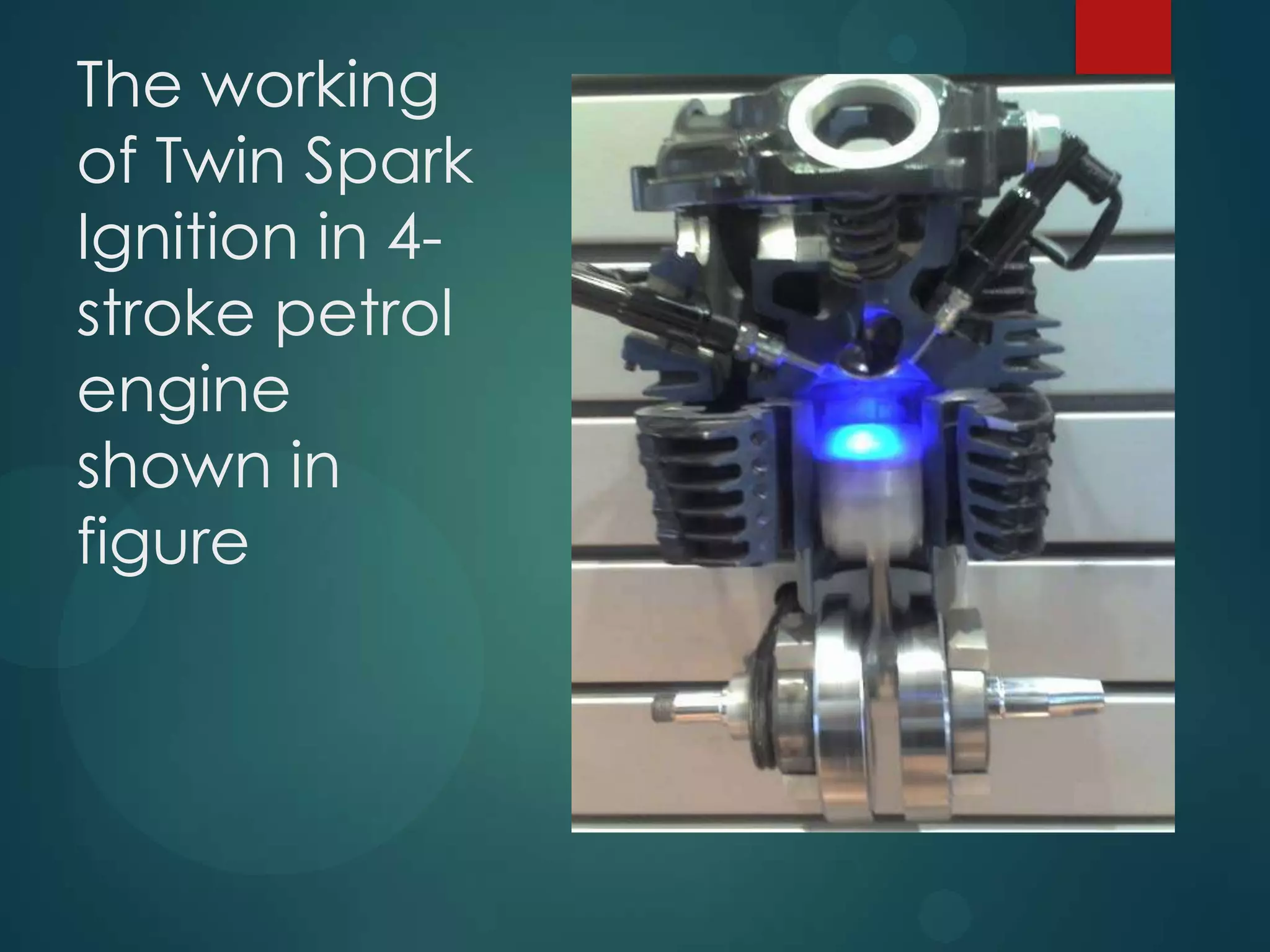 The working
of Twin Spark
Ignition in 4-
stroke petrol
engine
shown in
figure
 