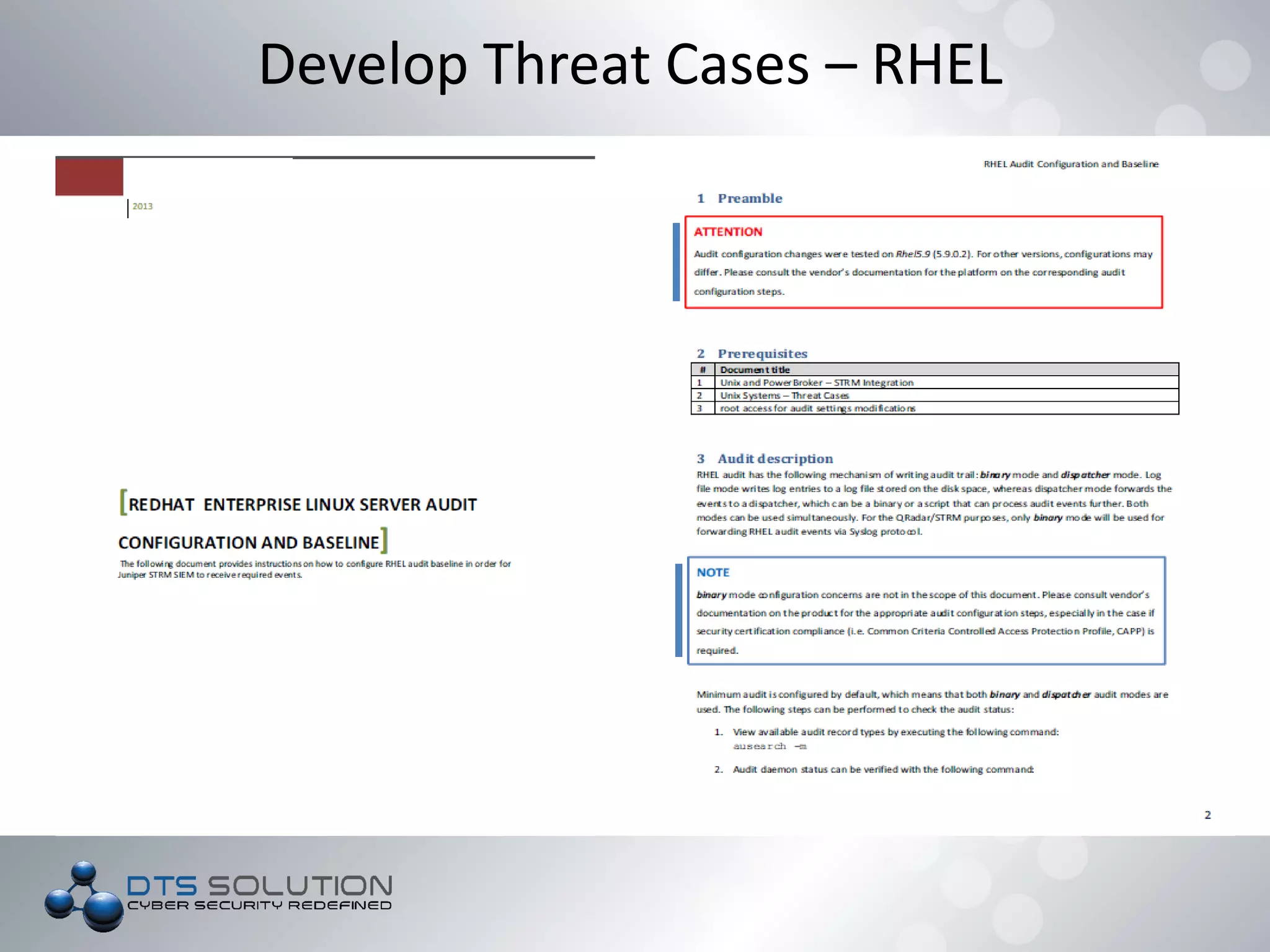 Develop Threat Cases – RHEL
 