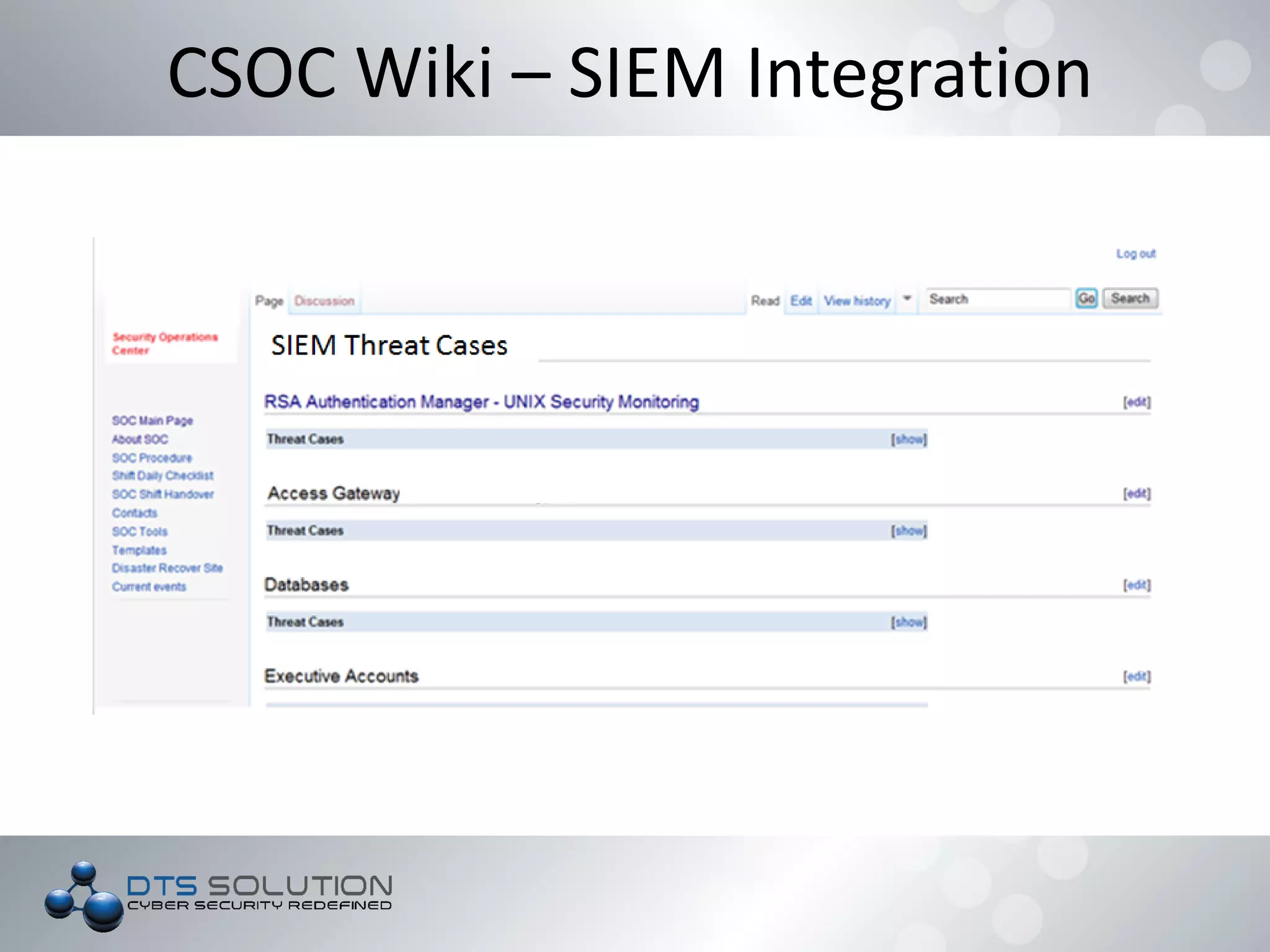 CSOC Wiki – SIEM Integration
 