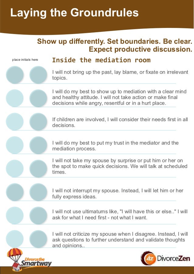 Setting ground Rules and Intentions in Divorce Mediation