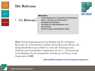 Document Service Center
WI KOMM
TE KOMM
MA KOMM
RWS Group Deutschland
• Die Relevanz von Terminologie-Management
Zitat: Te...