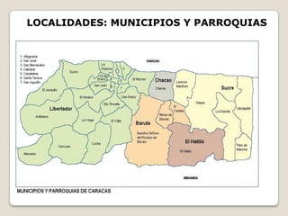 LOCALIDADES: MUNICIPIOS Y PARROQUIAS
 