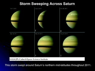 This storm swept around Saturn’s northern mid-latitudes throughout 2011.
Storm Sweeping Across Saturn
 