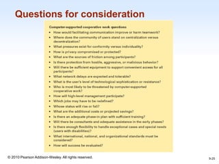 1-25
© 2010 Pearson Addison-Wesley. All rights reserved.
Questions for consideration
9-25
 