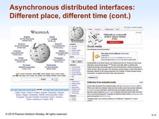 1-10
© 2010 Pearson Addison-Wesley. All rights reserved.
Asynchronous distributed interfaces:
Different place, different time (cont.)
9-10
 