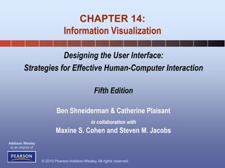 © 2010 Pearson Addison-Wesley. All rights reserved.
Addison Wesley
is an imprint of
Designing the User Interface:
Strategies for Effective Human-Computer Interaction
Fifth Edition
Ben Shneiderman & Catherine Plaisant
in collaboration with
Maxine S. Cohen and Steven M. Jacobs
CHAPTER 14:
Information Visualization
 