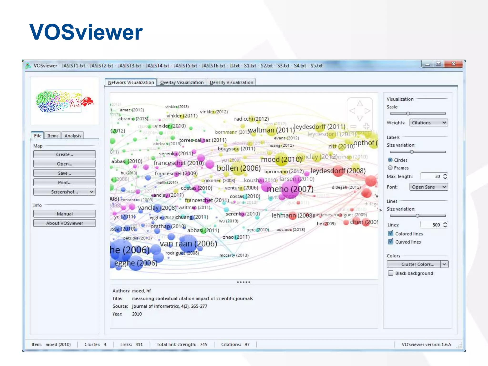 Bibliometric visualization using VOSviewer | PPTX | Databases ...