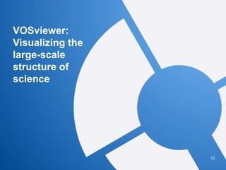 VOSviewer:
Visualizing the
large-scale
structure of
science
12
 