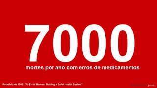 Relatório de 1999: “To Err is Human: Bulding a Safer Health System”
mortes por ano com erros de medicamentos
 