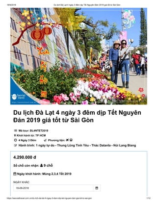 Du lịch Đà Lạt 4 ngày 3 đêm dịp Tết Nguyên Đán 2019 giá tốt từ Sài Gòn