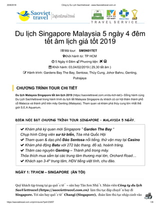 Du lịch Malaysia Singapore 5 ngày 4 đêm tết âm lịch giá tốt 2019
